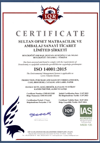 Sultan Ofset’in sahip olduğu sertifikalar